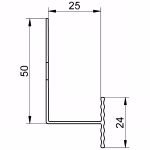 Extruded aluminium base profile for corners sketch